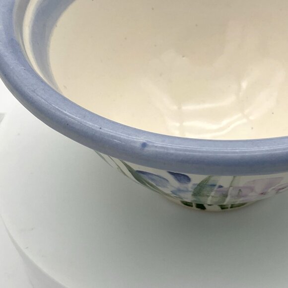 Carl & Eden Warne Studio Pottery Hand Painted Iris Oversized Coffee or Soup Cup - Picture 3 of 6